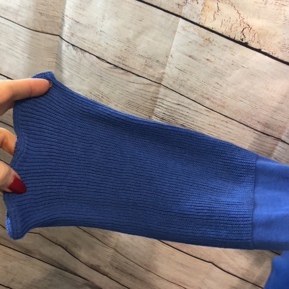 Mel & Lisa Hooded Sweater Cotton Blue Bell Sleeves Size Small Kangaroo Pocket - Picture 5 of 9